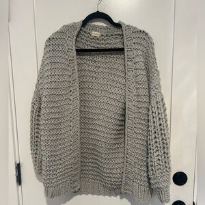 Elegant Gray Open-Front Cardigan